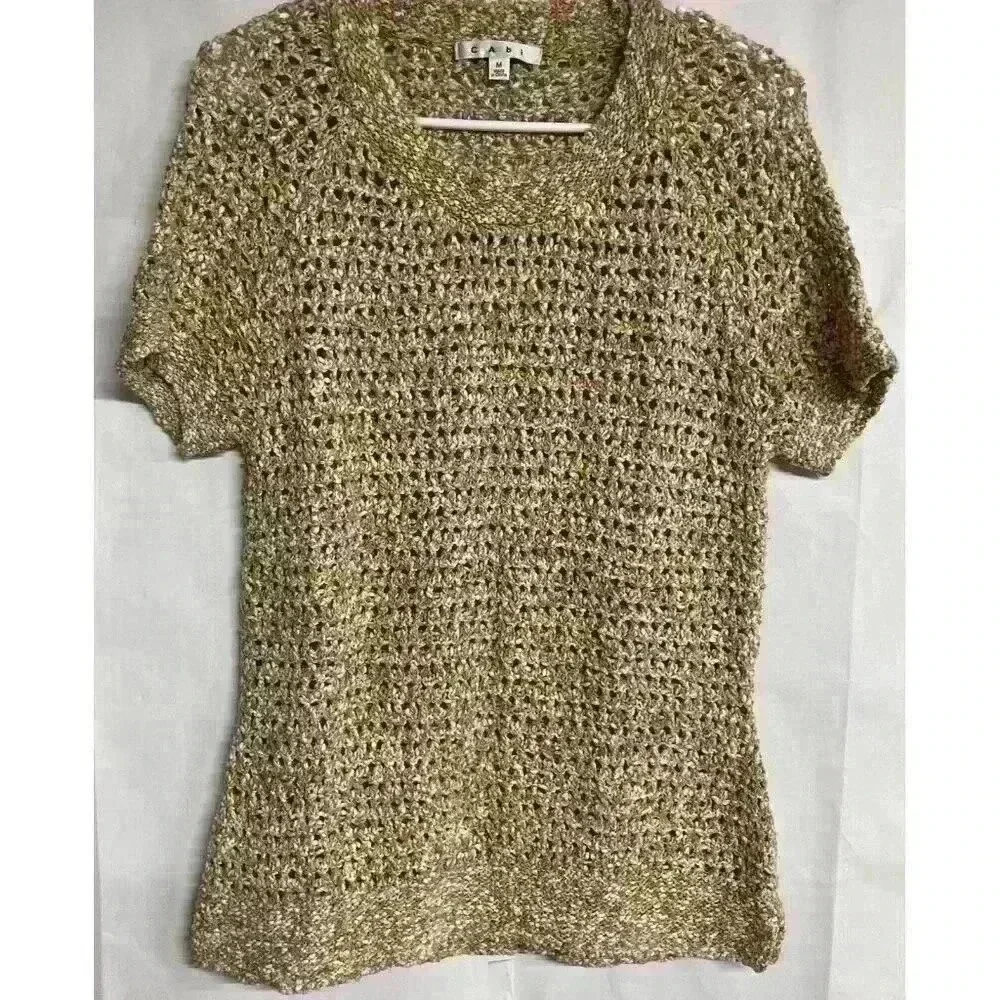 Womens Cabi 196 Sorbet Open Knit Confetti Crochet Chunky Knit Sweater Top Medium